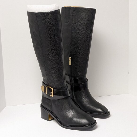 Vince Camuto Gini Knee High Boots, Black Leather, Women's 6.5